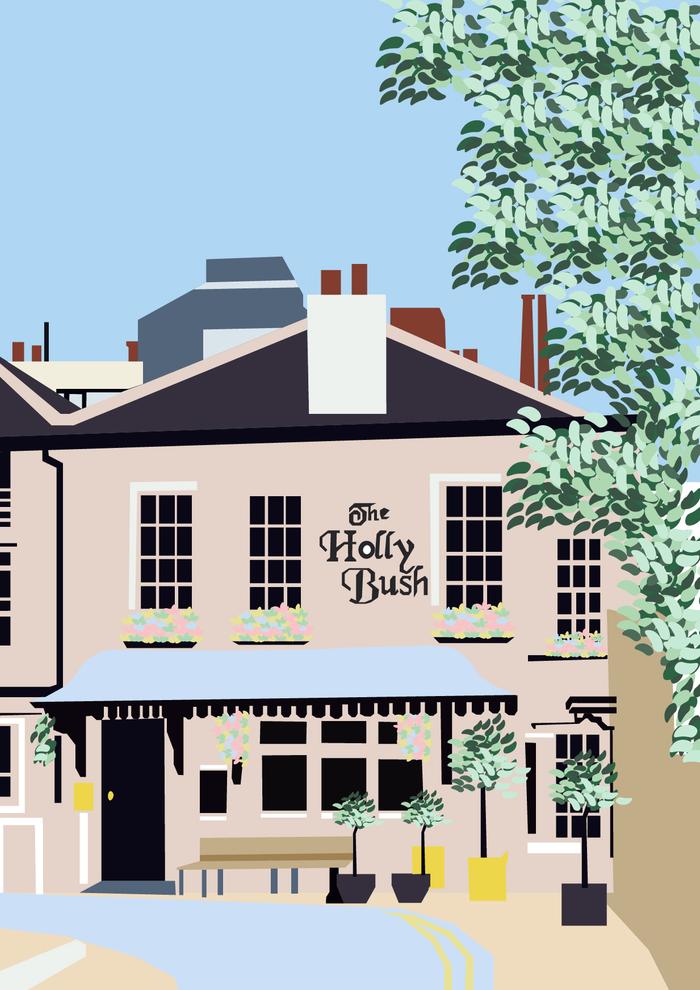 Hampsteads Favourite Pub, The Holly Bush, Art Print