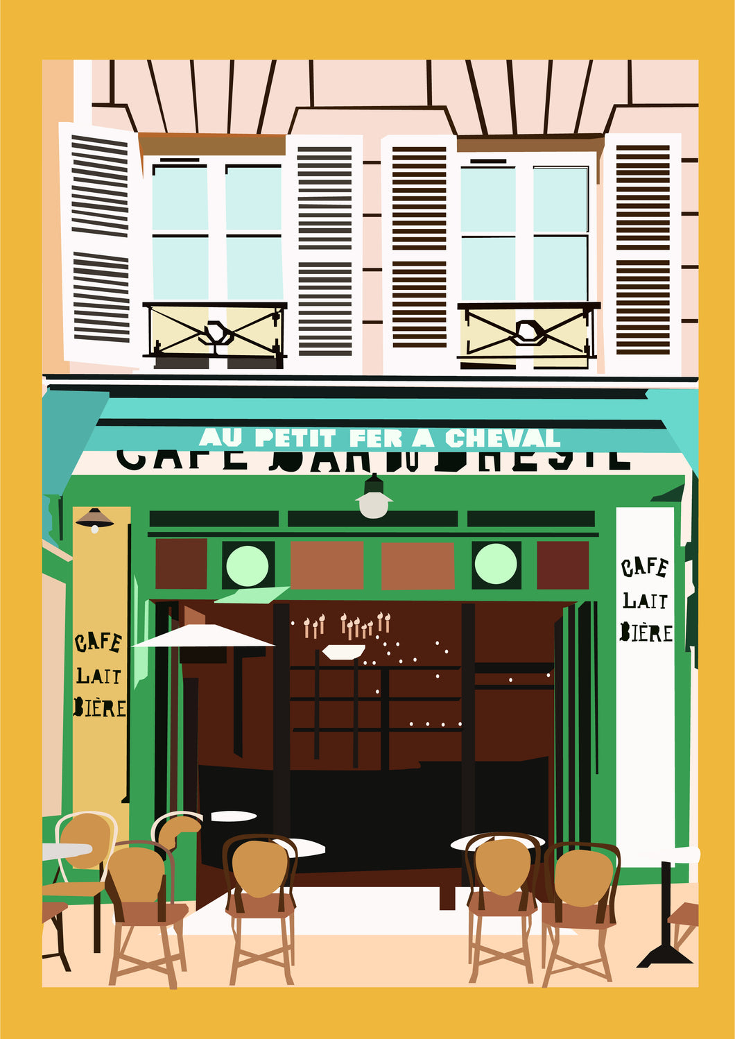 French Cafes, Art Print